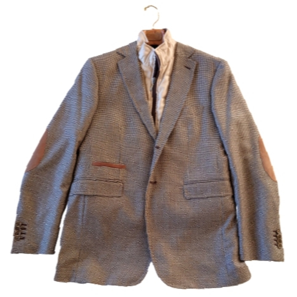 EREDI PISANO ROMA Men's Tweed 2 in 1 Wool Jacket with Removable Vest Brown Beige